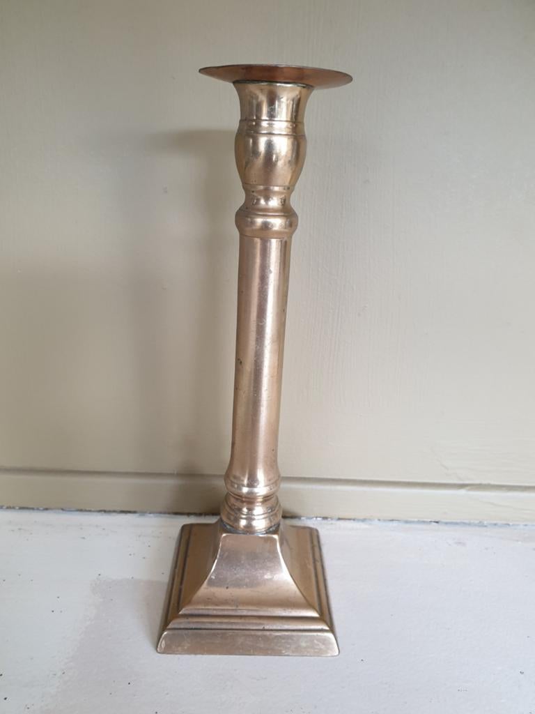 Antieke Engelse messing kandelaar, Ophalen of Verzenden, Koper of Brons