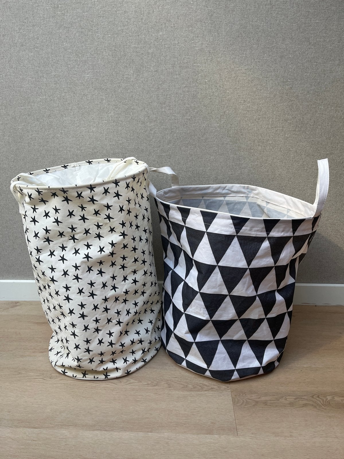 2x Wasmand/Speelgoedmand - Sterren en driehoeken, Ophalen, Gebruikt, Modern, Wit