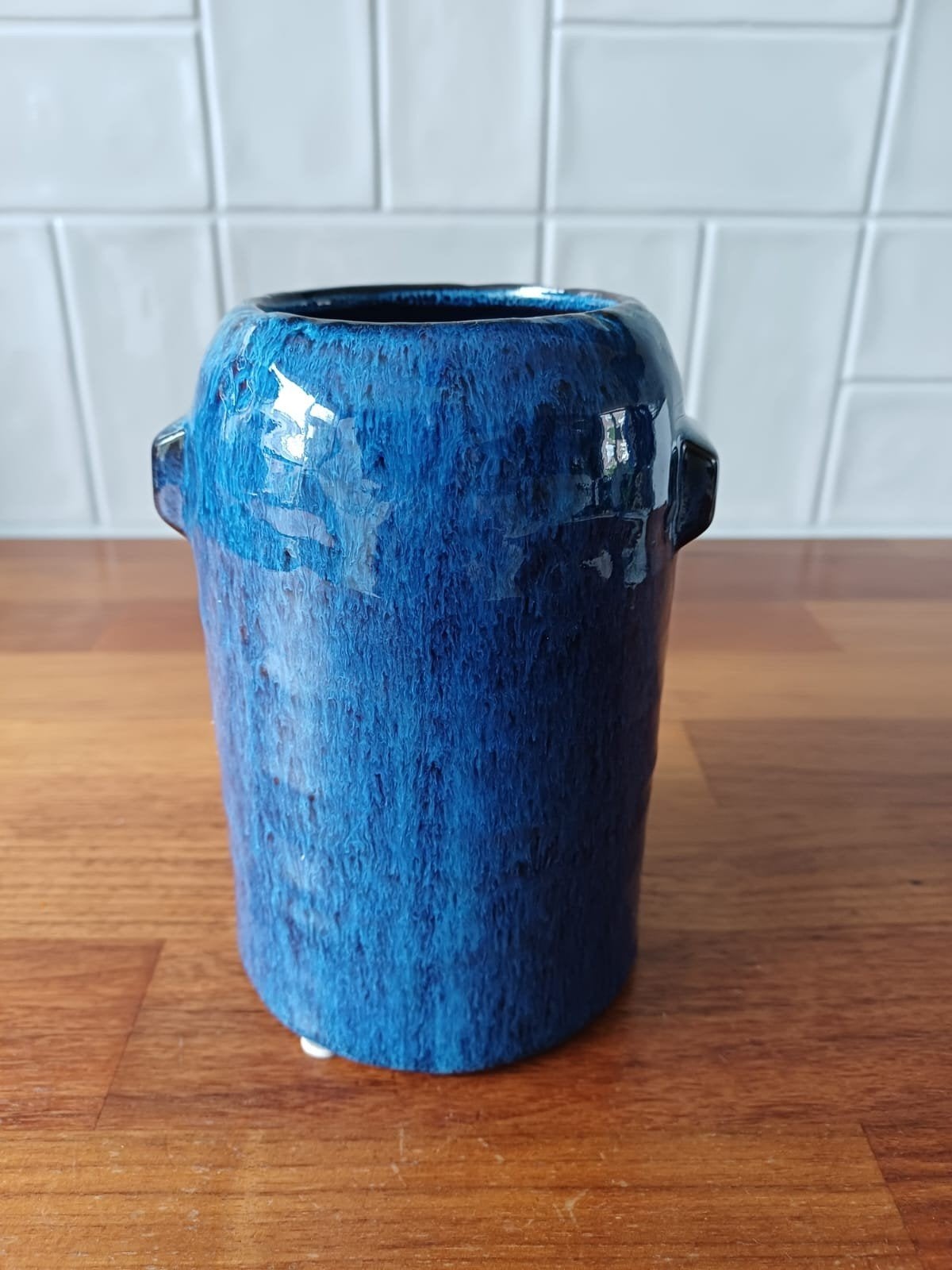 Blauwe keramisch vaasje van Søstrene Grene, Ophalen of Verzenden