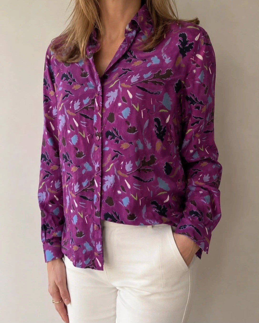 Prachtige blouse van POM Amsterdam NIEUW (maat 40), Maat 38/40 (M), Paars, Nieuw, Ophalen of Verzenden