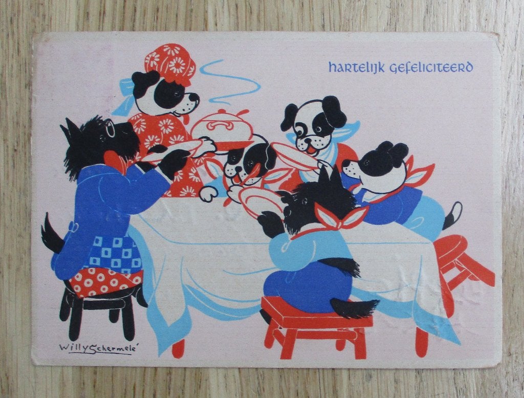 BB 104 vintage kinderkaart Willy Schermele hondjesserie, Verzamelen, Ophalen of Verzenden, 1940 tot 1960, Kinderen