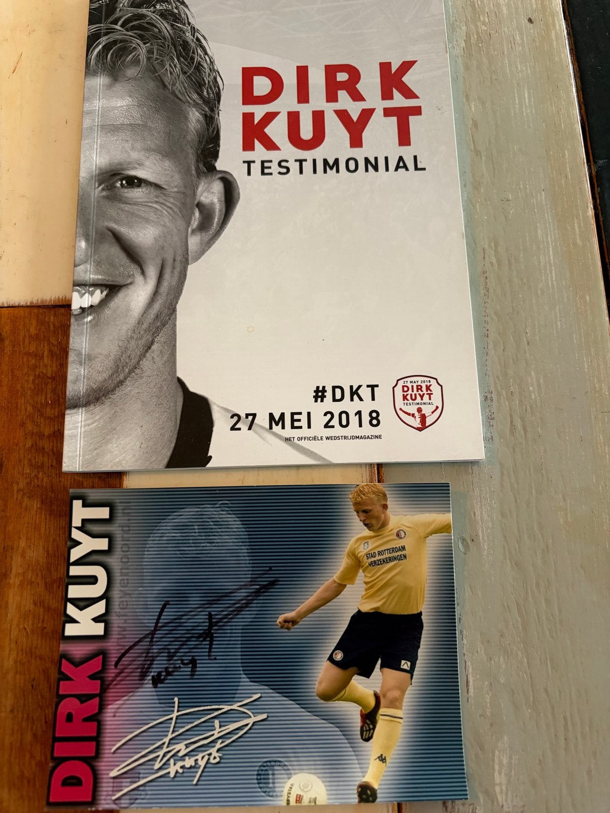 Dirk Kuyt Testimonial Magazine + Fotokaart met handtekening, Verzamelen, Verzenden, Zo goed als nieuw, Feyenoord, Boek of Tijdschrift