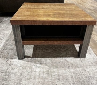 Industriële Salon/Bijzettafel Bouwman&Potter Mango Hout, Ophalen, Vierkant, 50 tot 100 cm, Zo goed als nieuw