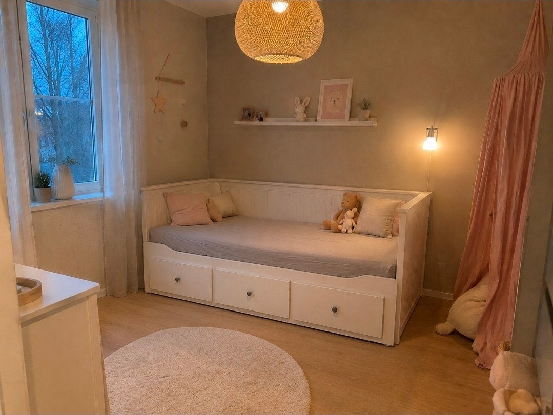 IKEA Hemnes Bedbank - Wit, uitschuifbaar met opberglades, Modern, Scandinavisch, Wit, Tweepersoons, Ophalen of Verzenden