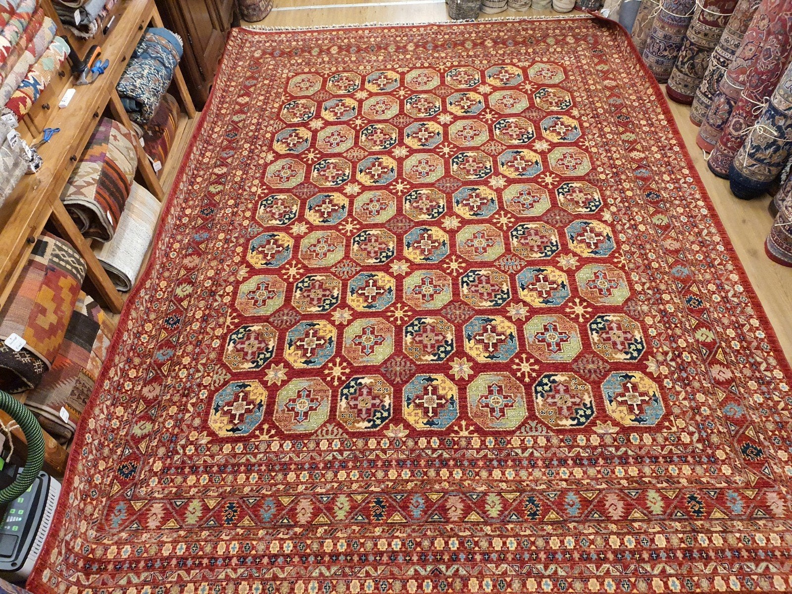 Handgeknoopt oosters tapijt kazak super 376x279p, Info@SlatsAntiek.nl, Perzisch, Vof Slats Antiek, Ophalen of Verzenden