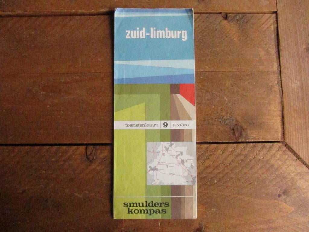 Vintage plattegrond Zuid-Limburg Smulders Kompas, Boeken, Atlassen en Landkaarten, 1800 tot 2000, Nederland, Verzenden, Smulders Kompas