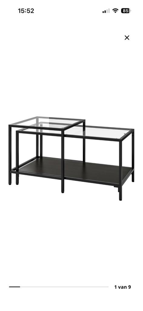 Ikea Vittsjo salontafel bijzettafel zwart, Huis en Inrichting, Tafels | Salontafels, Minder dan 50 cm, 50 tot 100 cm, Zo goed als nieuw