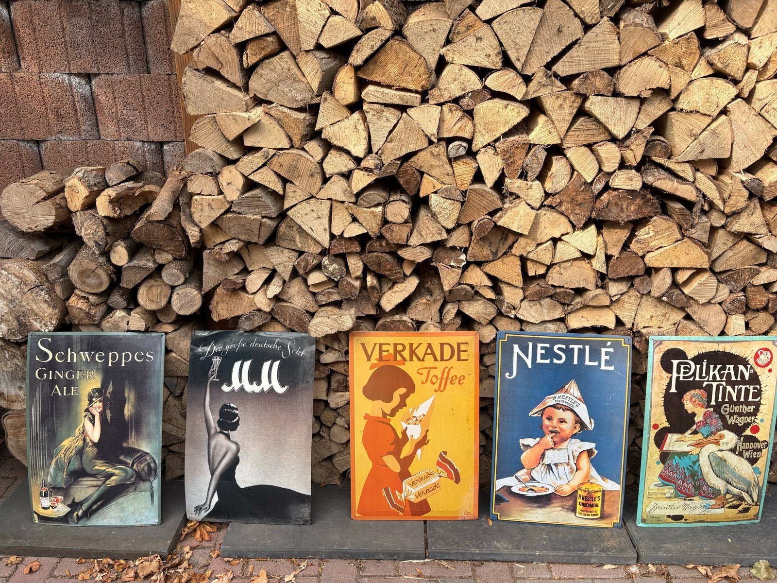 Set van 5 Vintage Reclameborden - Unieke Collectie, Ophalen of Verzenden, Zo goed als nieuw, Reclamebord