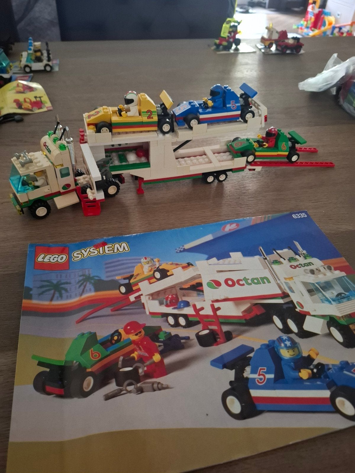 Lego F1 Transport 6335 met 3 raceauto's en boekje, Compleet, Gebruikt, Lego, Ophalen of Verzenden