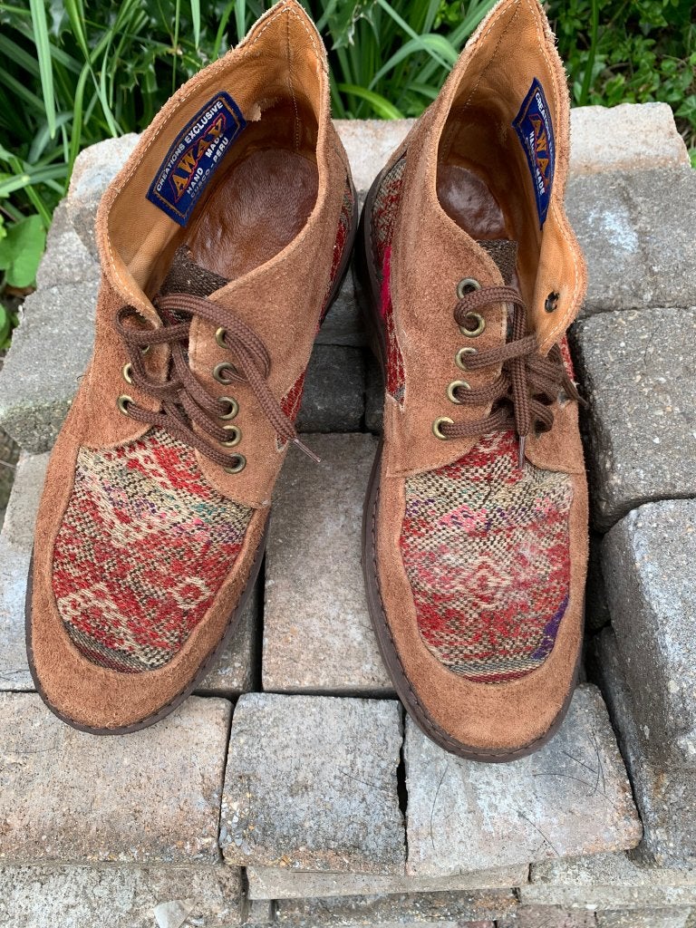 Unieke leren veterschoenen maat 45, Artisanal, Bruin, Ophalen of Verzenden, Zo goed als nieuw