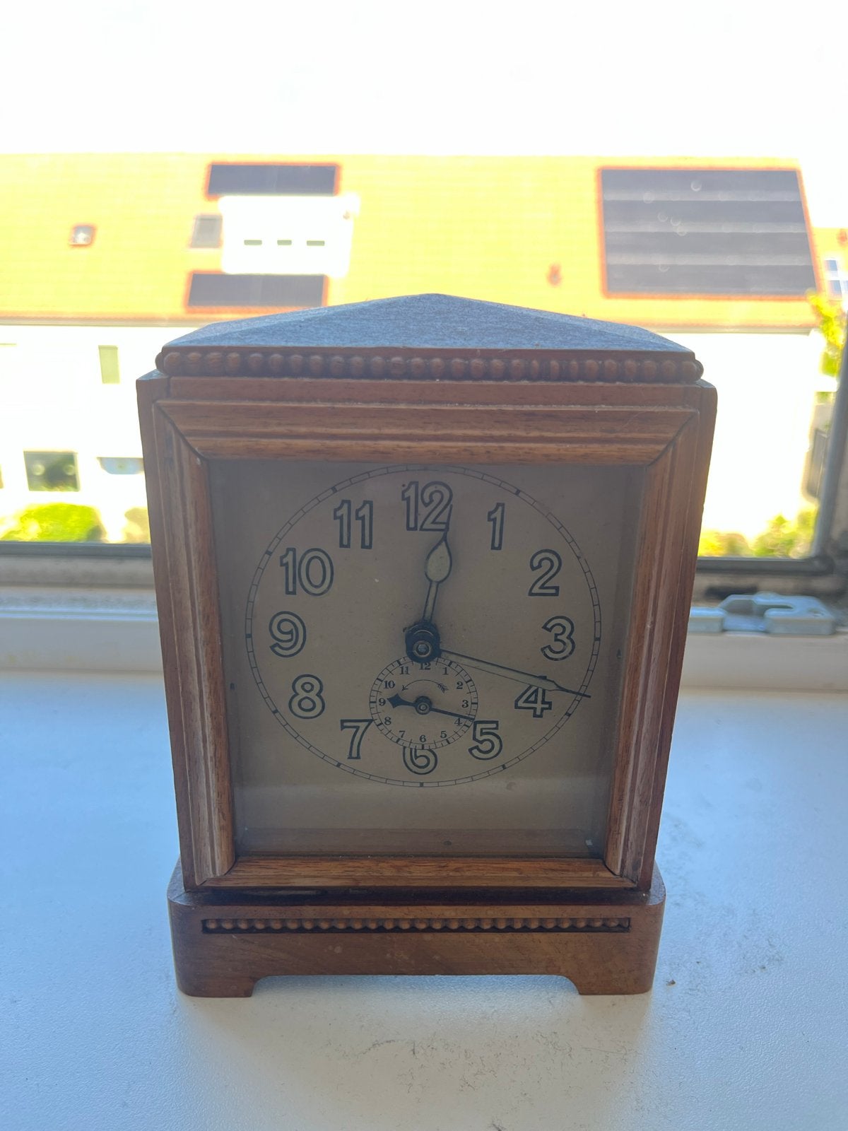 Antieke houten tafelklok - werking onbekend, Ophalen of Verzenden