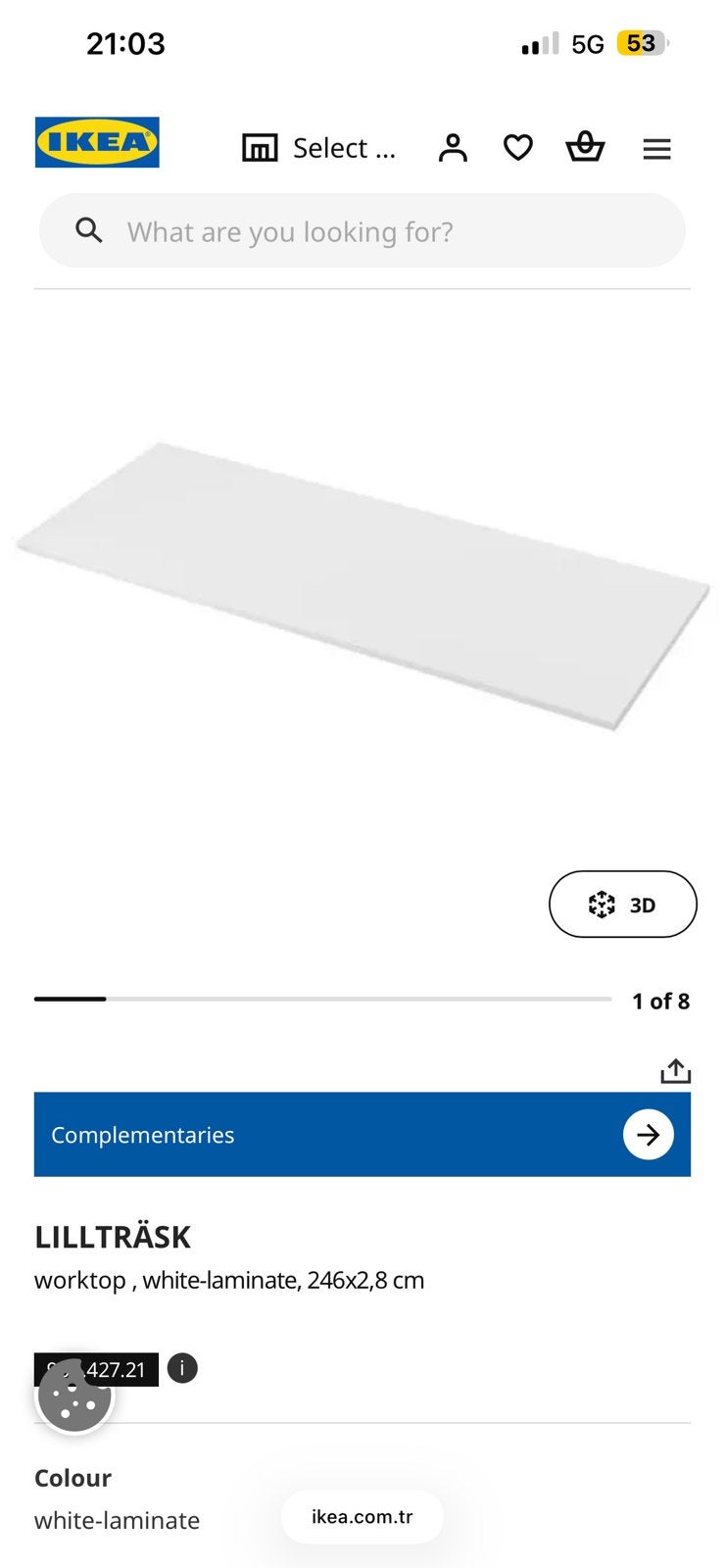 IKEA LILLTRÄSK werkblad wit 246x2,8 cm 3 stuks nieuw in doos, Ophalen, Zo goed als nieuw