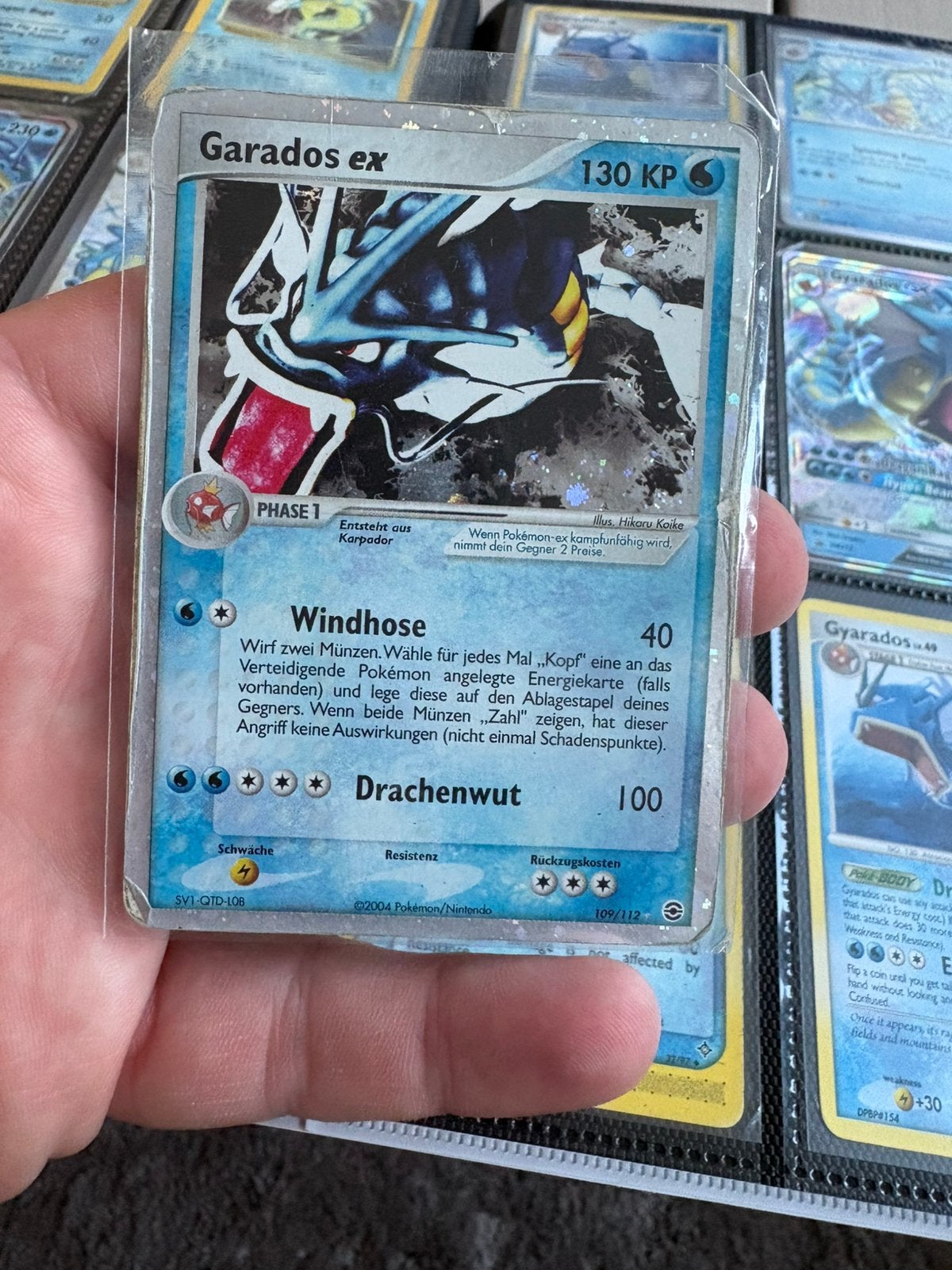 Gyarados ex fire red, Ophalen of Verzenden, Zo goed als nieuw, Meerdere kaarten, Foil