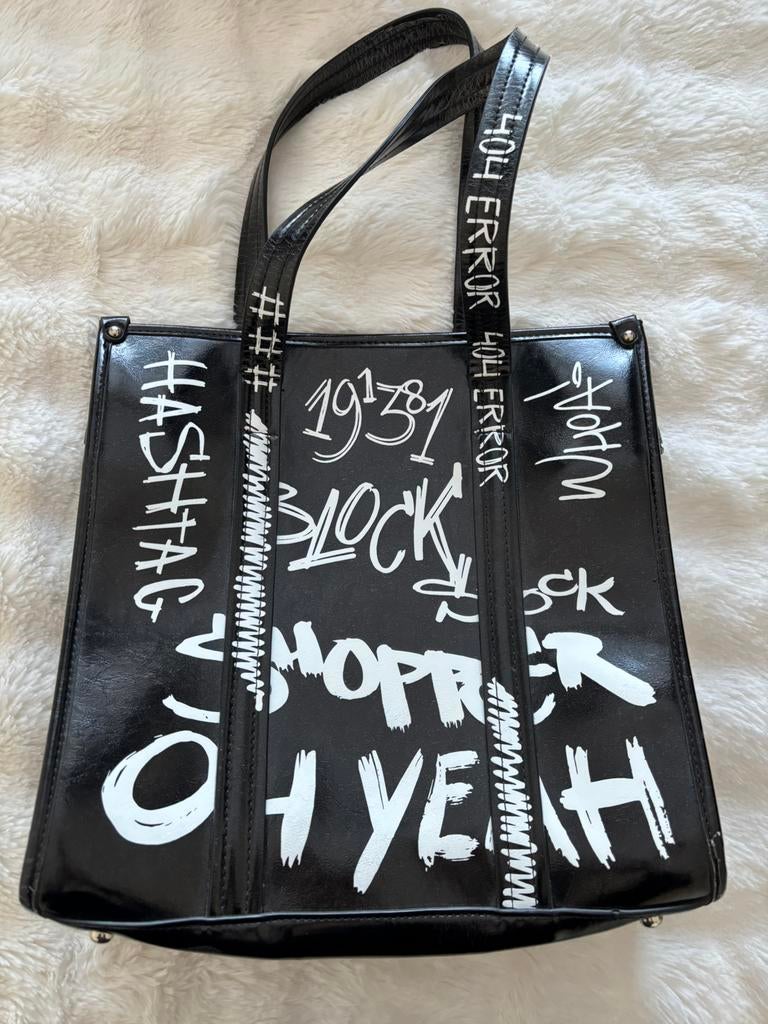 Stoere zwarte tas, Sieraden, Tassen en Uiterlijk, Tassen | Damestassen, Ophalen, Gebruikt, Zwart, Handtas