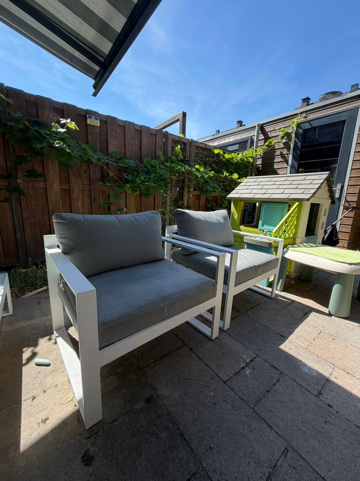 2 tuin bankjes / lounge stoelen te koop, Tuin en Terras, Tuinsets en Loungesets, Ophalen, Zo goed als nieuw, 2 zitplaatsen