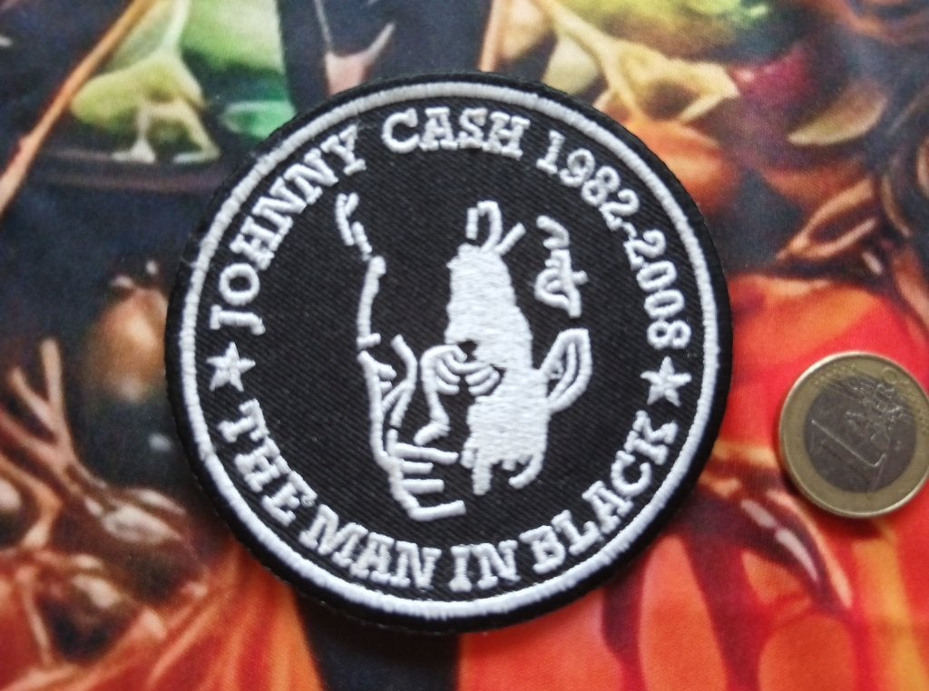 Johnny Cash  leuke  the man in black 1982-2002 patch c109, Verzenden, Nieuw, Kleding