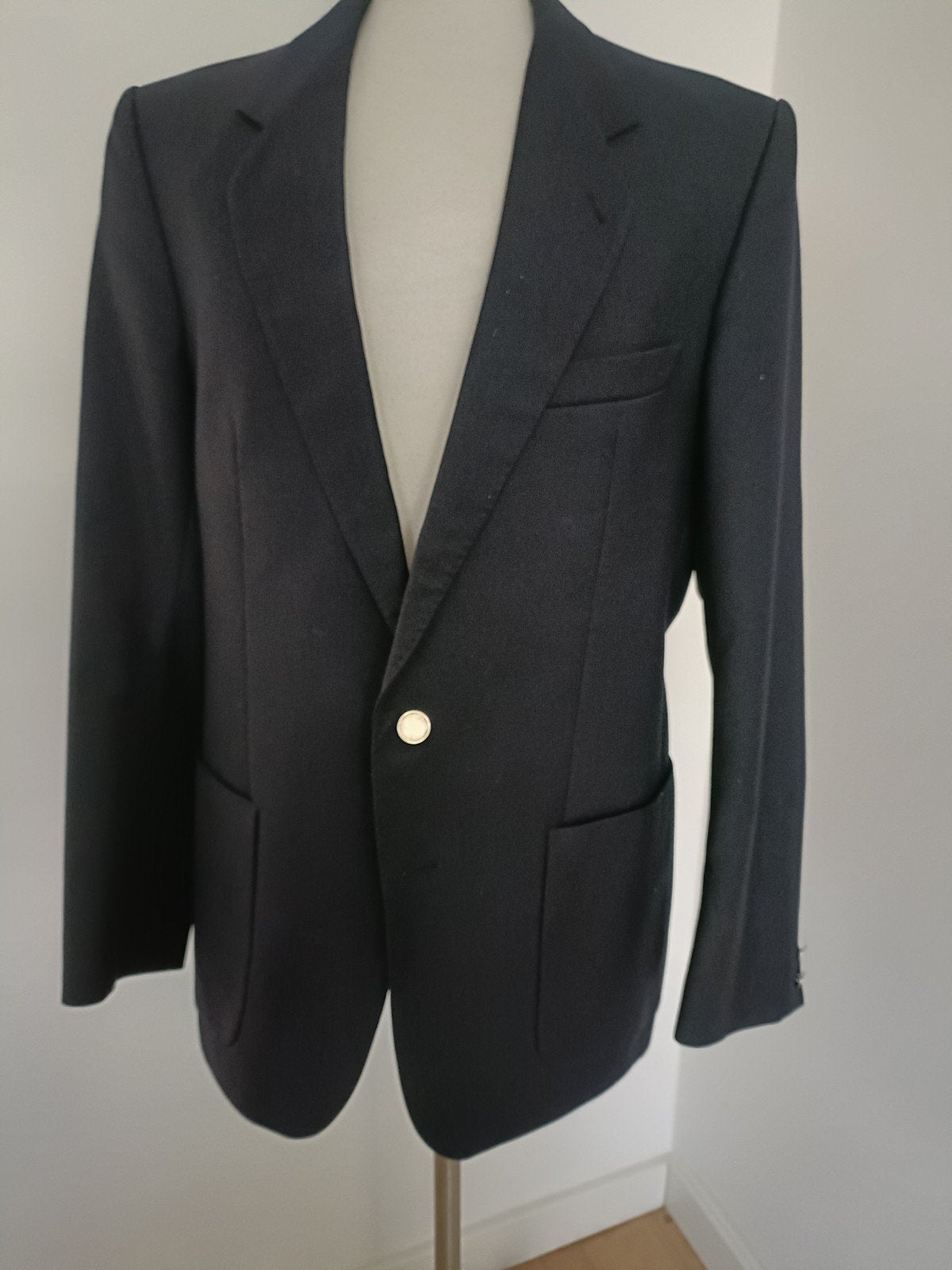 Donkerblauw wol colbert, Kleding | Heren, Verzenden, Zo goed als nieuw, Maat 52/54 (L), Blauw