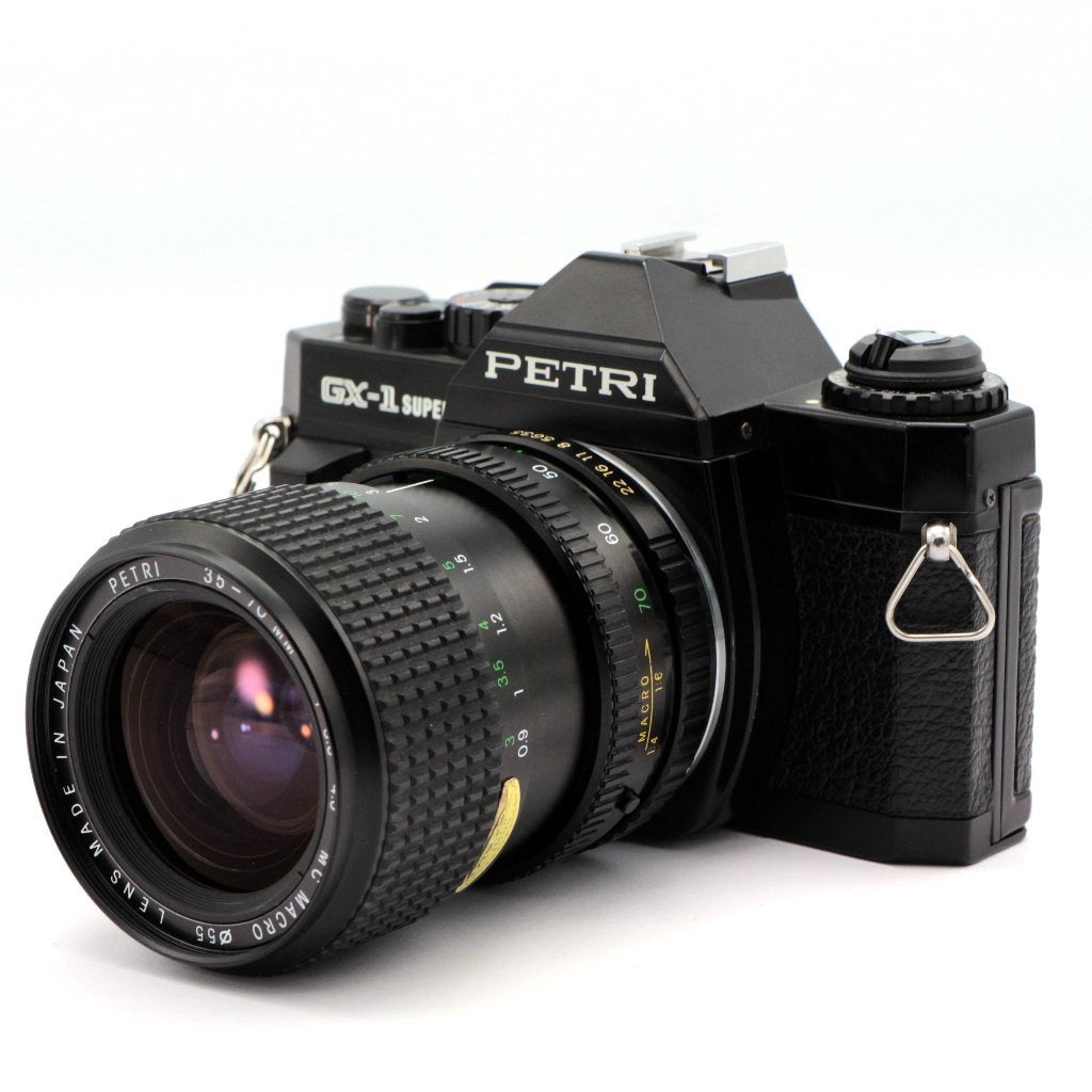Petri GX-1 Super + Petri MC Macro 35-70mm f/3.5-4.5, Ophalen of Verzenden, Gebruikt, Spiegelreflex, Overige Merken