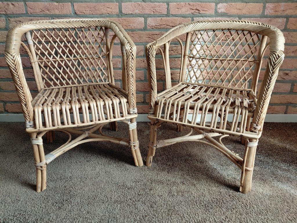 Vintage rotan kinderstoeltjes, Kinderen en Baby's, Kinderkamer | Tafels en Stoelen, Ophalen, Gebruikt, Stoel(en)