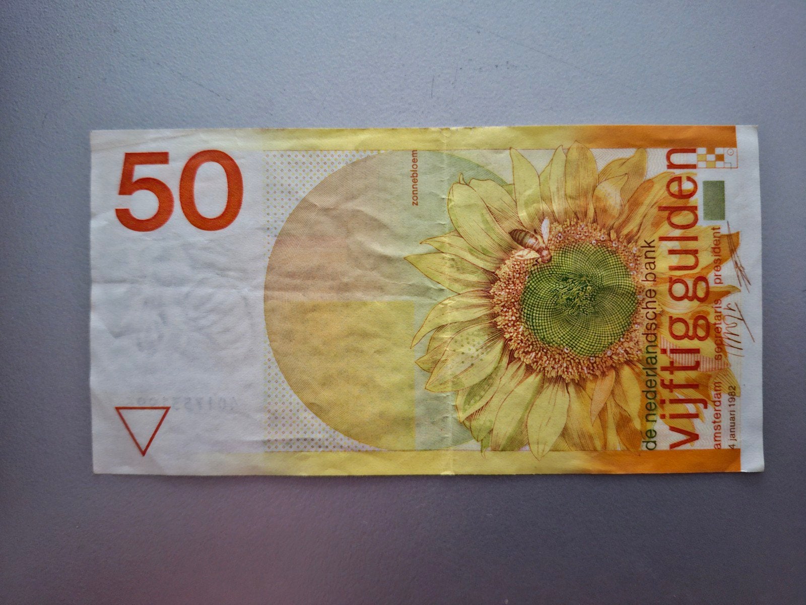 50 Gulden Zonnebloem Biljet, Postzegels en Munten, Bankbiljetten | Nederland, Verzenden, 50 gulden, Los biljet