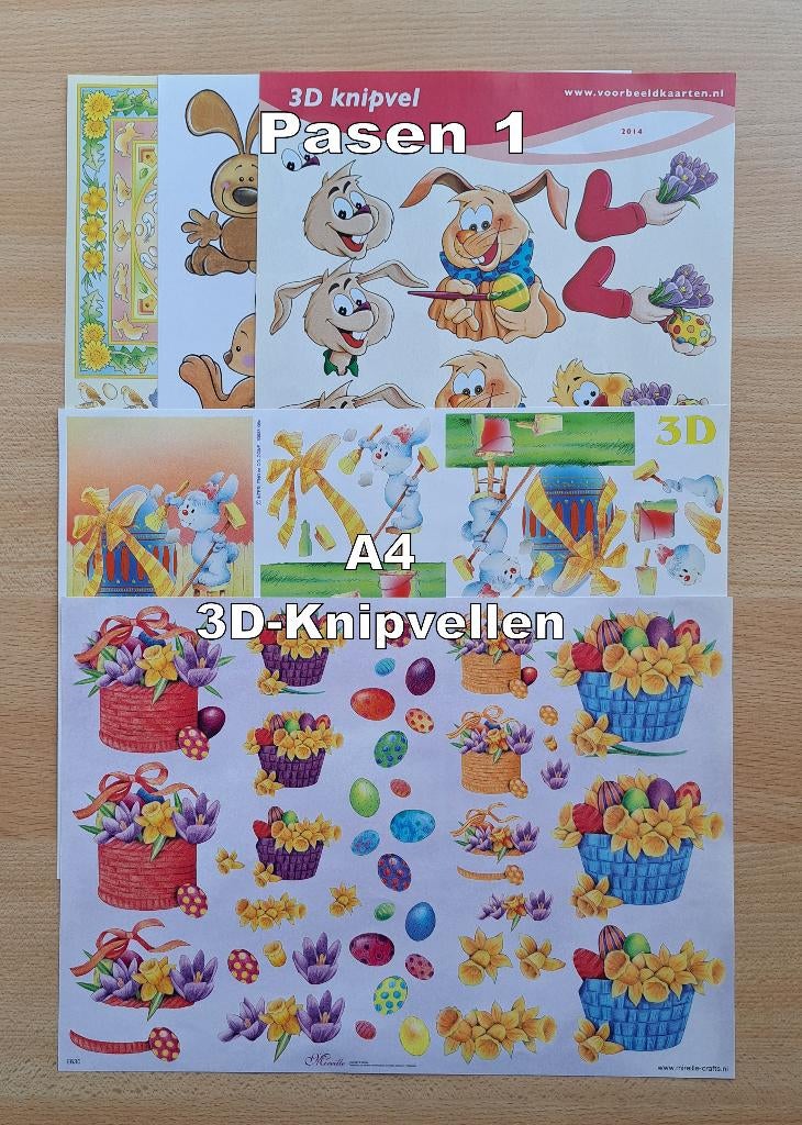 10...A4 - 3D KNIPVELLEN PASEN 47 SOORTEN-219 VELLEN, Ophalen of Verzenden, Nieuw, Overige thema's, Knipvel