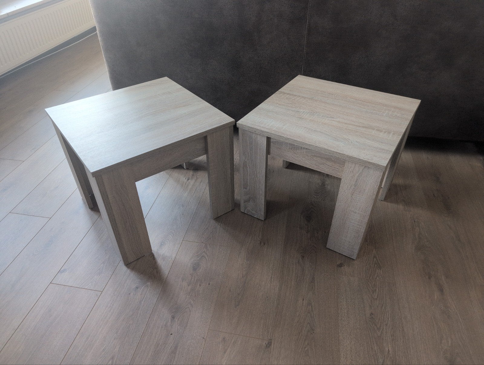 Set van 2 bijzettafels, blad 50x50, hoogte 42 cm, Minder dan 45 cm, Minder dan 55 cm, Gebruikt, Vierkant