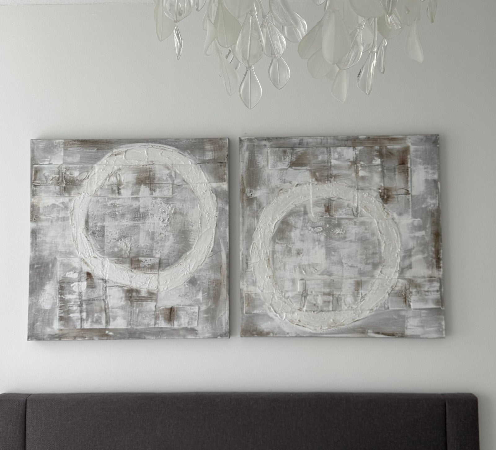 Twee schilderijen, 80x80 cm., Ophalen of Verzenden