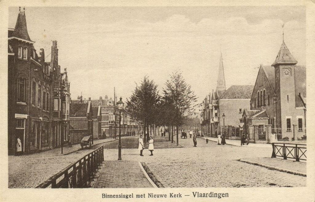 Binnensingel met Nieuwe Kerk - Vlaardingen - 1923 gelopen, Verzenden, 1920 tot 1940, Gelopen, Zuid-Holland