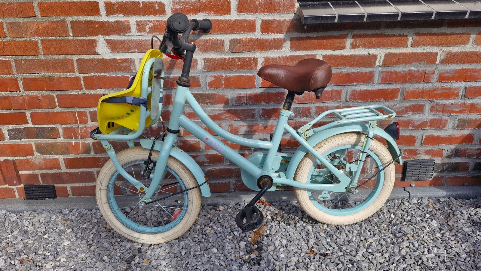 Kinderfiets met voorzitje - Lichtblauw, Ophalen, Gebruikt, Minder dan 16 inch, Onbekend