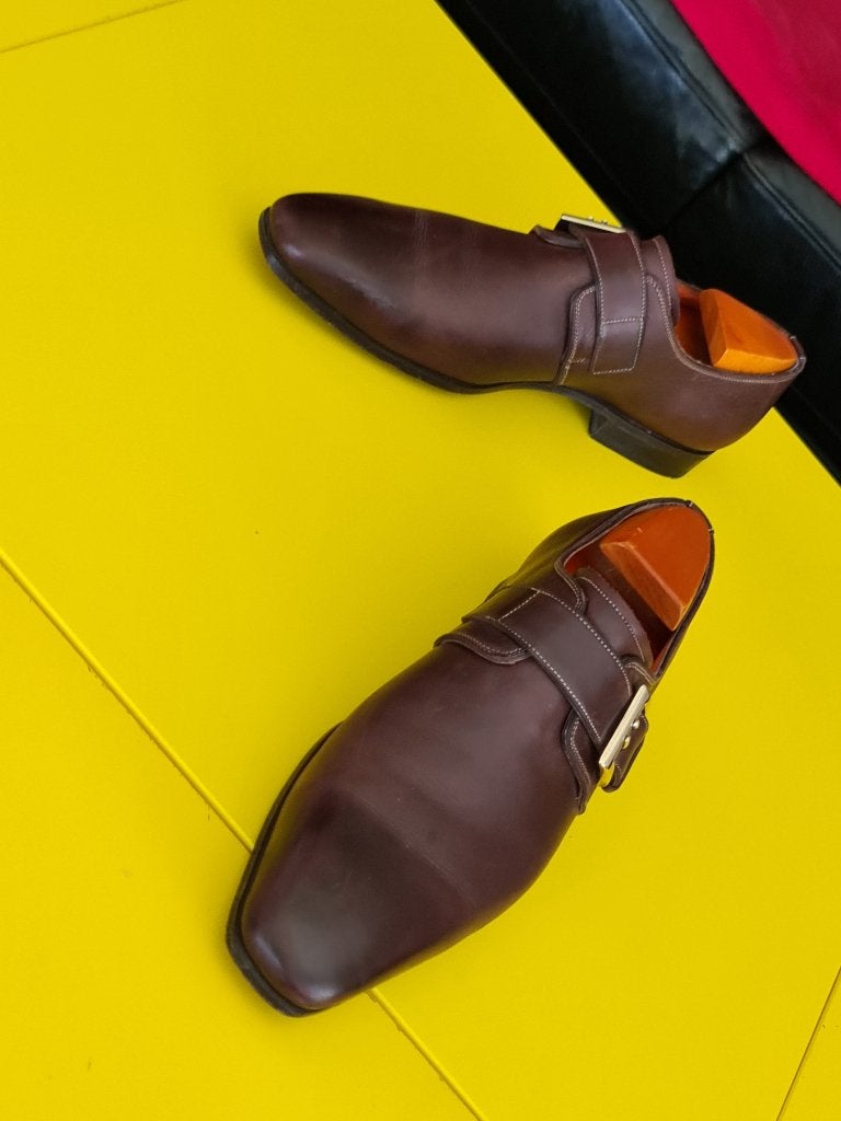 Prachtige Santoni gesp schoenen met bruine kleur 40/5, Kleding | Heren, Schoenen, Bruin, Verzenden, Santoni, Gespschoenen
