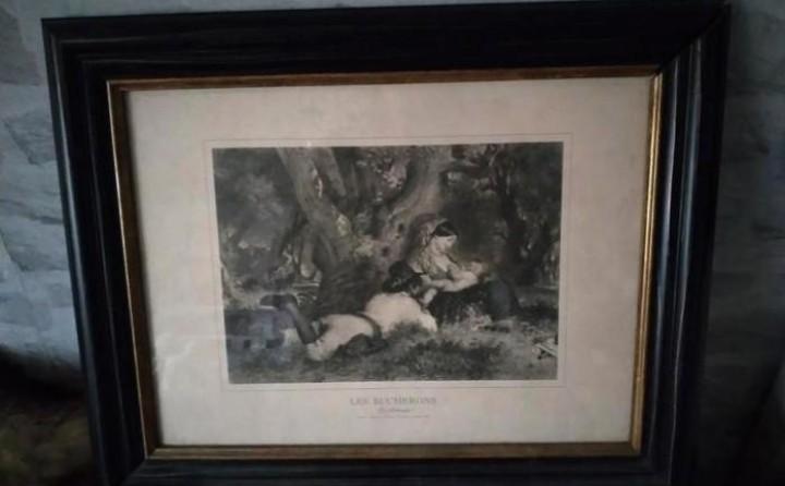 Oud schilderij in oude lijst, Ophalen of Verzenden