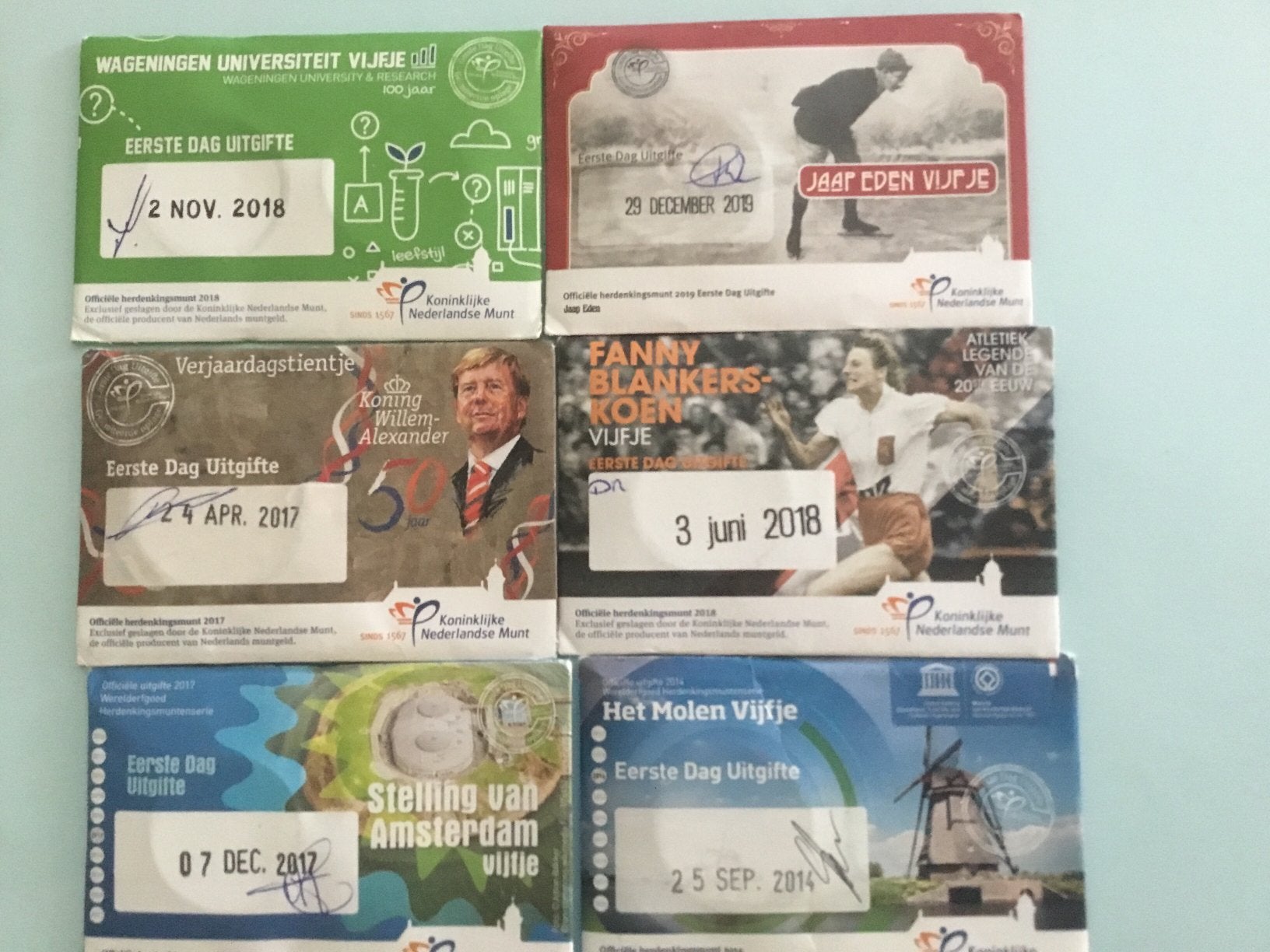 DIVERSE COINCARDS EERSTE DAG UITGIFTEN. 6X, Ophalen of Verzenden, Overige landen, 2 euro