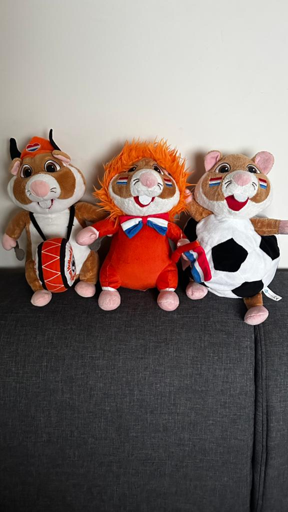 Pluchen knuffels voetbal hamsters / Stuffed soft plush toys, Oranje, Overige karakters, Hamster, Nieuw