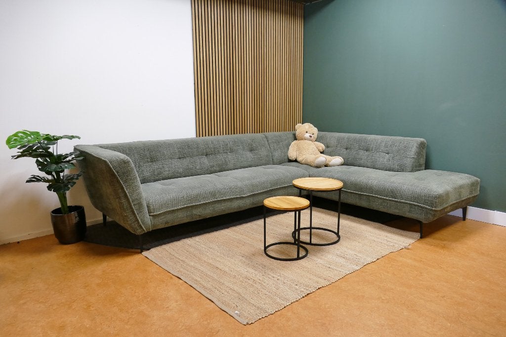 Hoekbank Groen Modern Gemeleerd [Refurbished], Huis en Inrichting, 250 tot 300 cm, -, -, Hoekbank