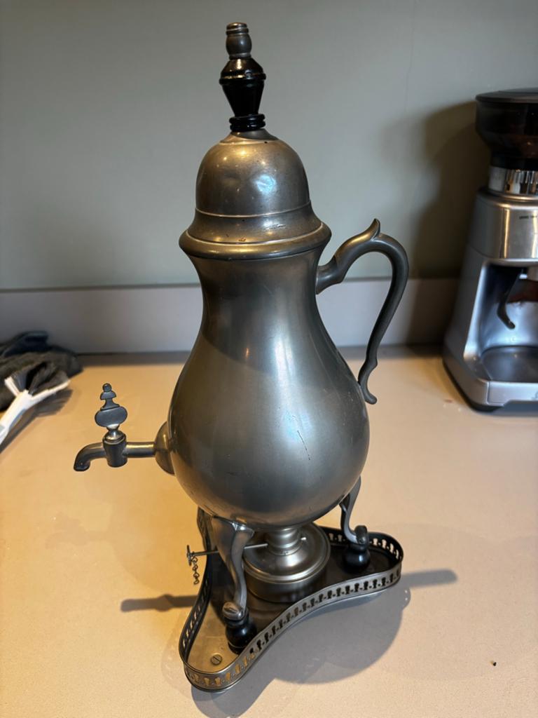 Antieke Tinnen Kraantjeskan - Decoratief Pronkstuk, Antiek en Kunst, Antiek | Tin, Ophalen of Verzenden
