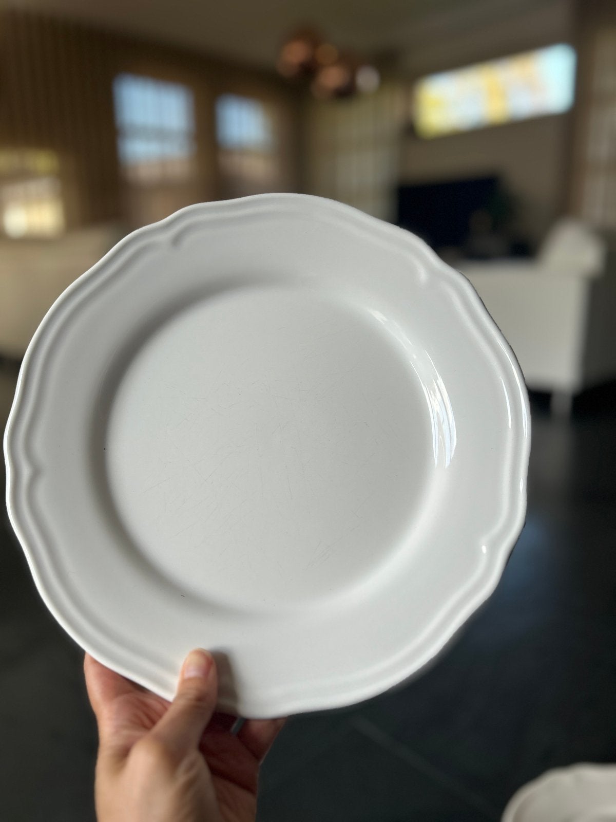 Ikea borden krul rand made in Portugal 8 stuks, Ophalen, Zo goed als nieuw, Overige stijlen, Bord(en)