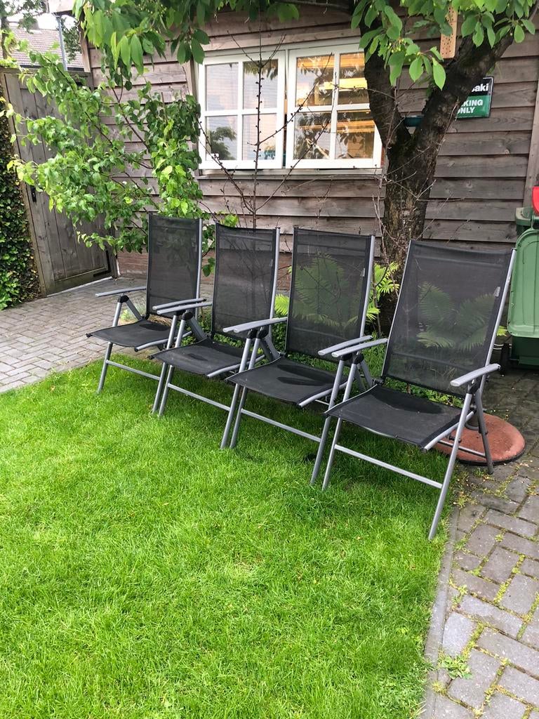 4x verstelbare tuinstoel, Tuin en Terras, Tuinstoelen, Ophalen, Zo goed als nieuw, Aluminium