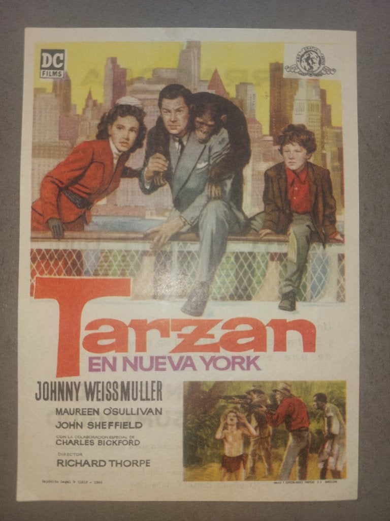 Flyer jaren 40 "Tarzan en Nueva York", Ophalen of Verzenden, Overige figuren, Zo goed als nieuw, Plaatje, Poster of Sticker