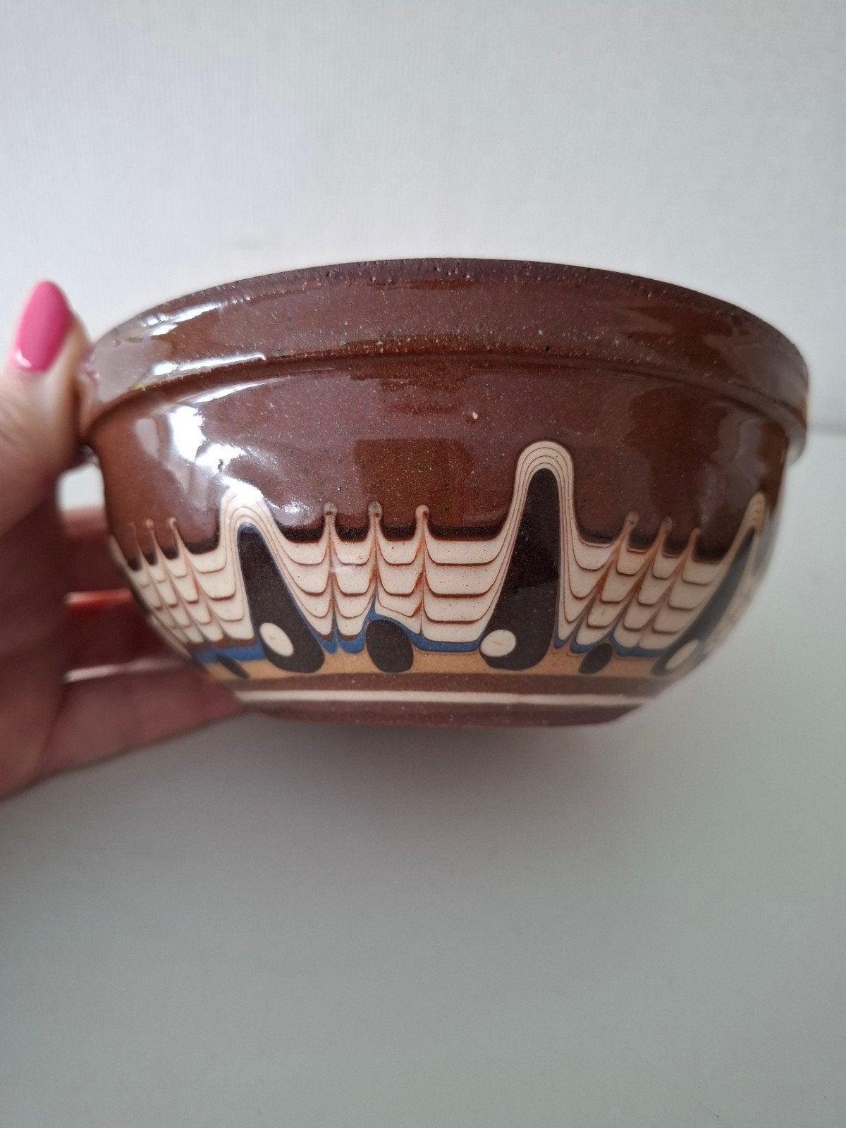 Vintage Bulgaarse keramiek. Folk art. Trojaans pauw design., Antiek en Kunst, Ophalen of Verzenden
