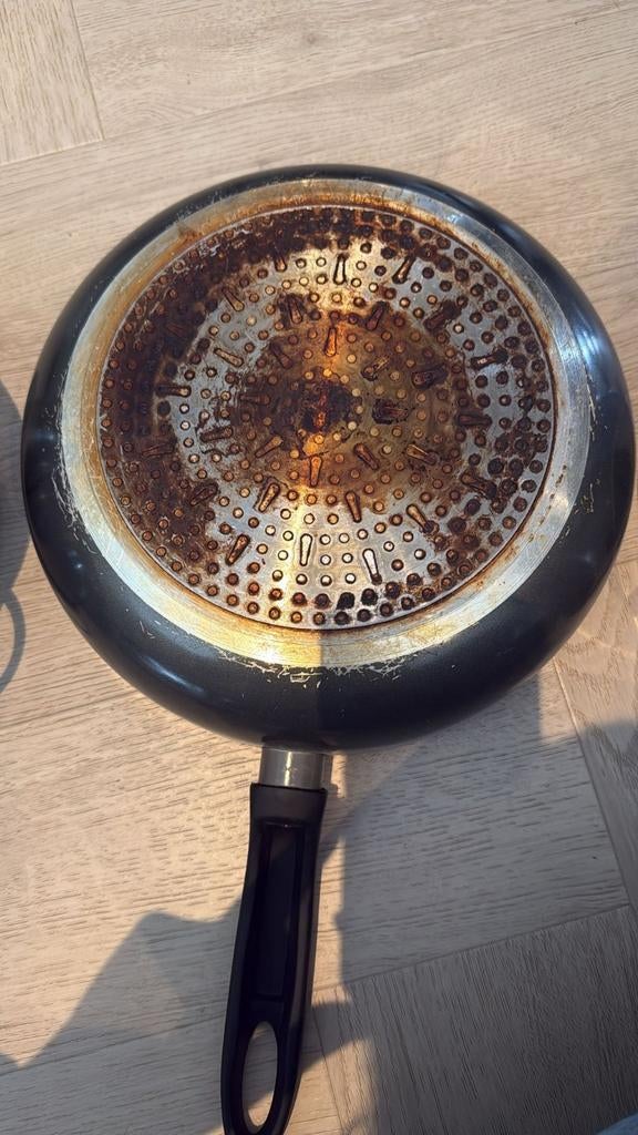Pannenset: 4 Sola pannen en 1 Brabantia hapjespan, Ophalen of Verzenden, Gebruikt, Rvs, Pannenset