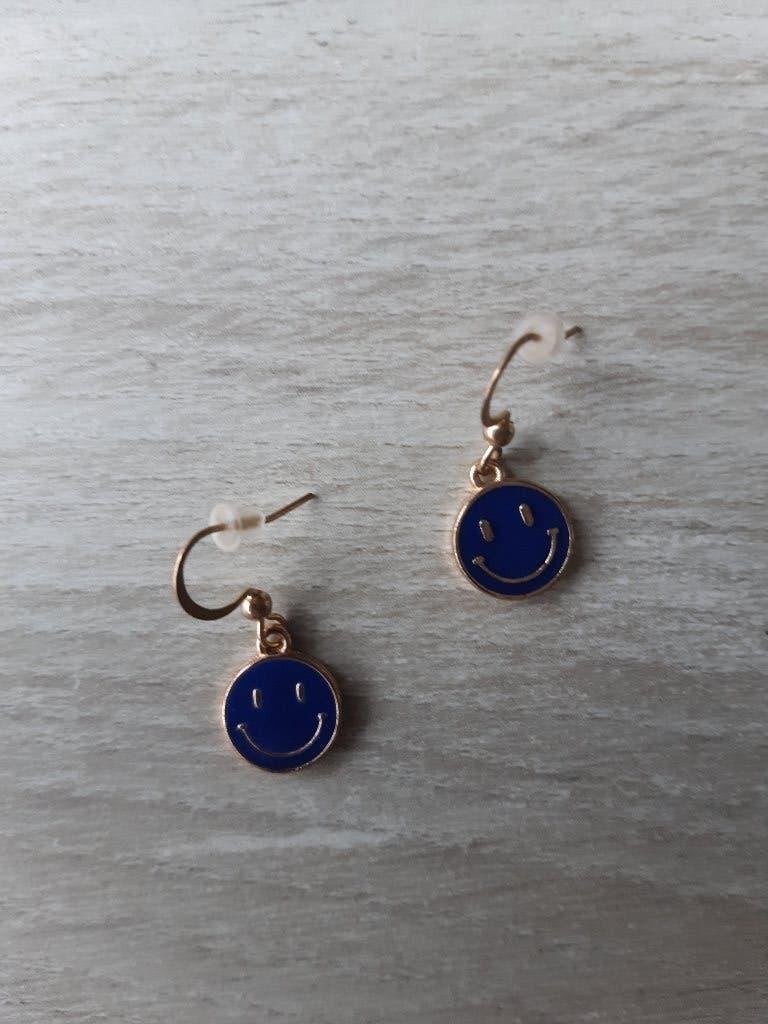 Hypoallergene oorbellen goud blauw, Overige materialen, Hangers, Nieuw, Ophalen of Verzenden