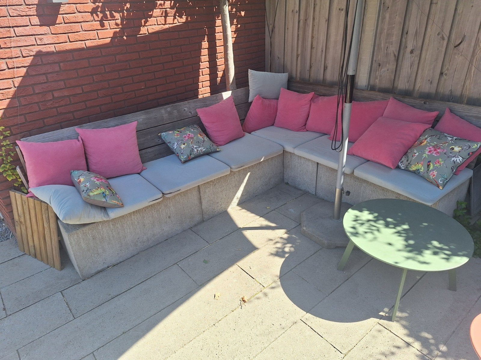 tuinbank beton en hout schellevis beton element, Ophalen, Overige materialen, Gebruikt, 6 zitplaatsen