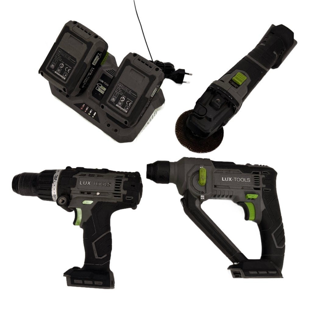 Lux-Tools 20V Power System Set | Boormachine | Hamer | Slijp, Lux-tools, Gebruikt, Support@luxtools.com, Lux-tools GmbH, Fritz-Reichle-Ring 1, 
78315 Radolfzell
Germany