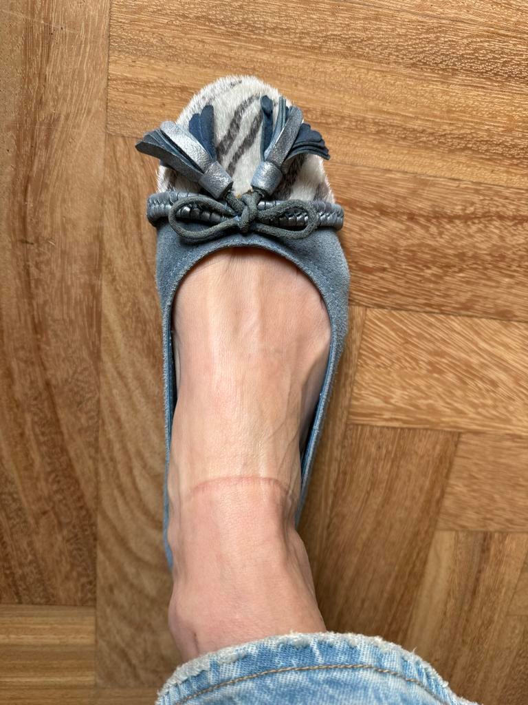 District Ballerina's - Maat 40 - Leer, Blauw, Gedragen, Ballerina's, Ophalen of Verzenden