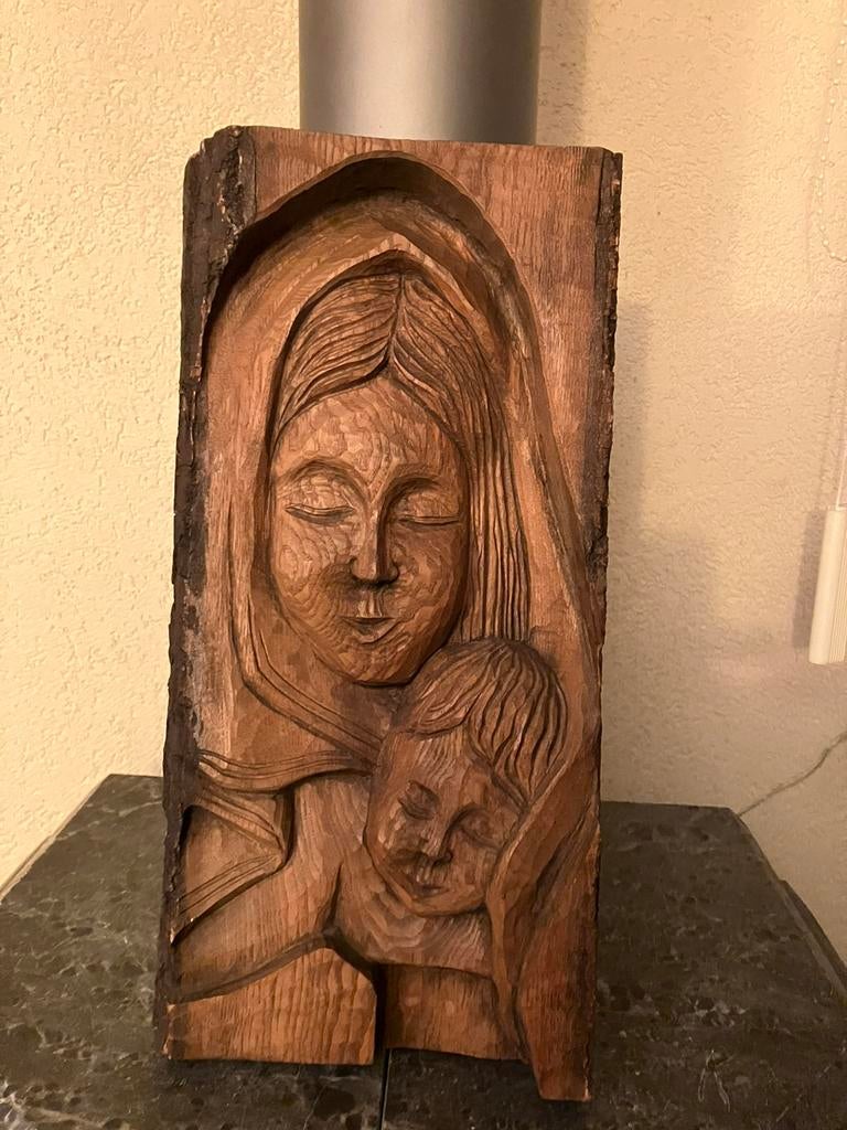 houtsnijwerk moeder en kind/ wanddecoratie, Ophalen