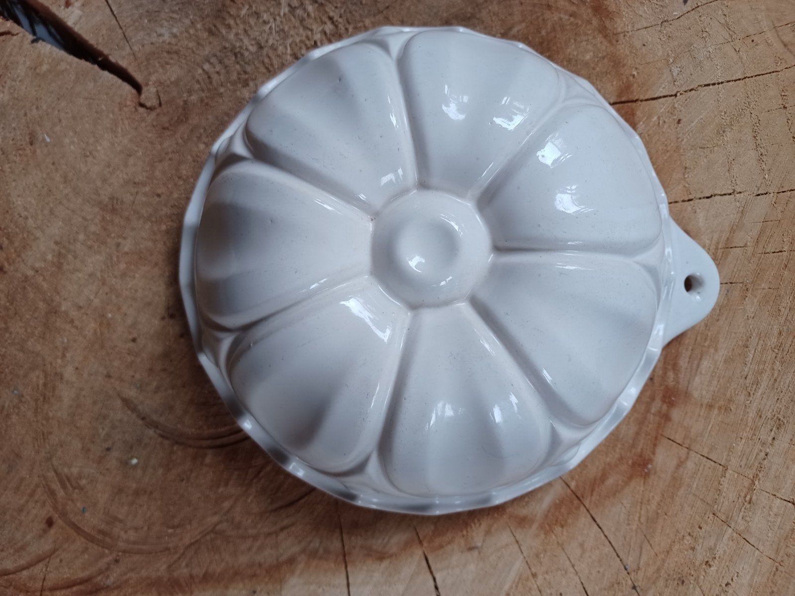 Antieke gelei geleivorm puddingvorm pudding vorm wit, Ophalen of Verzenden