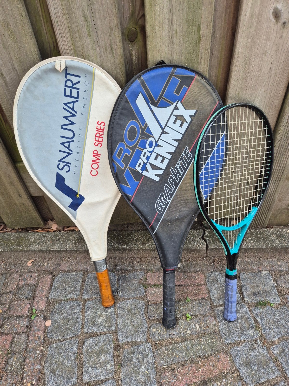 Drie tennisrackets, Gebruikt, L00, Racket, Ophalen
