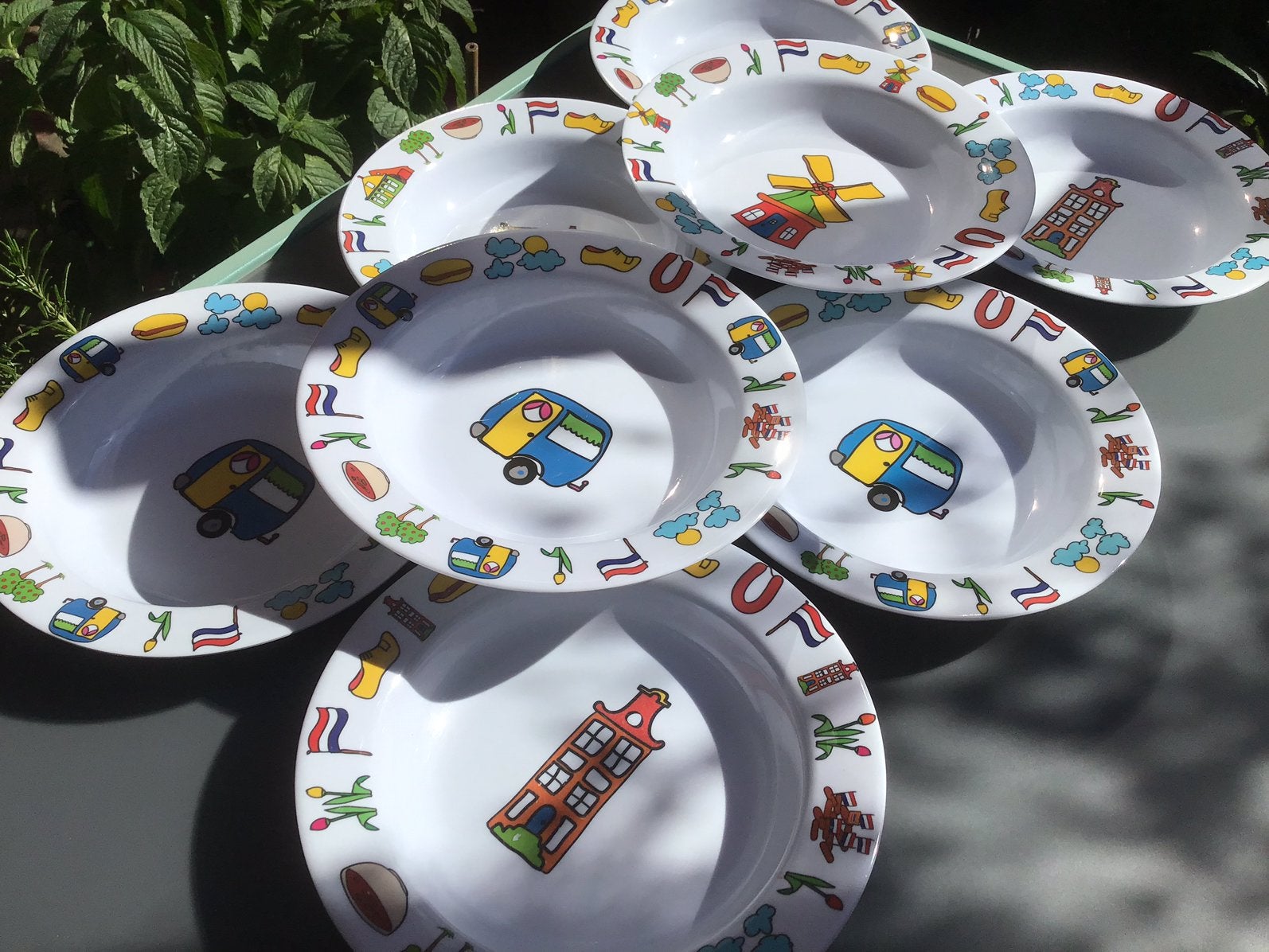 Unox melamine diepe borden - 8x - Hollandse taferelen, Huis en Inrichting, Ophalen of Verzenden, Overige materialen, Overige stijlen