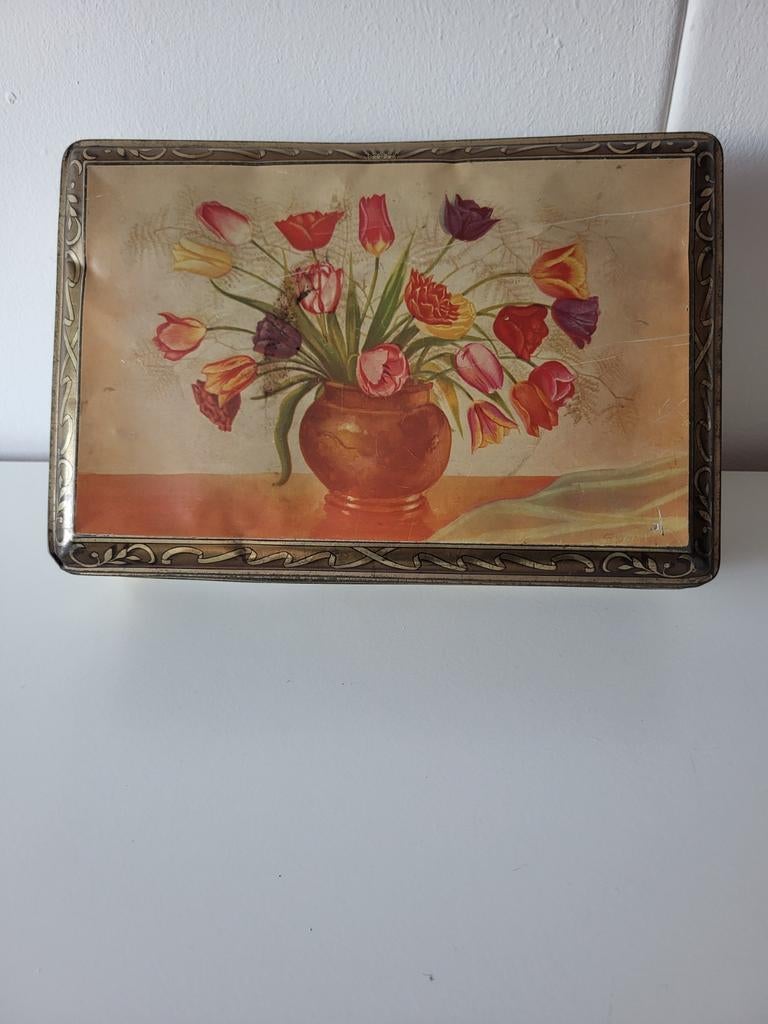 Vintage Rizla blik met bloemen en koninklijk wapen, Ophalen of Verzenden, Gebruikt, Overige, Overige merken
