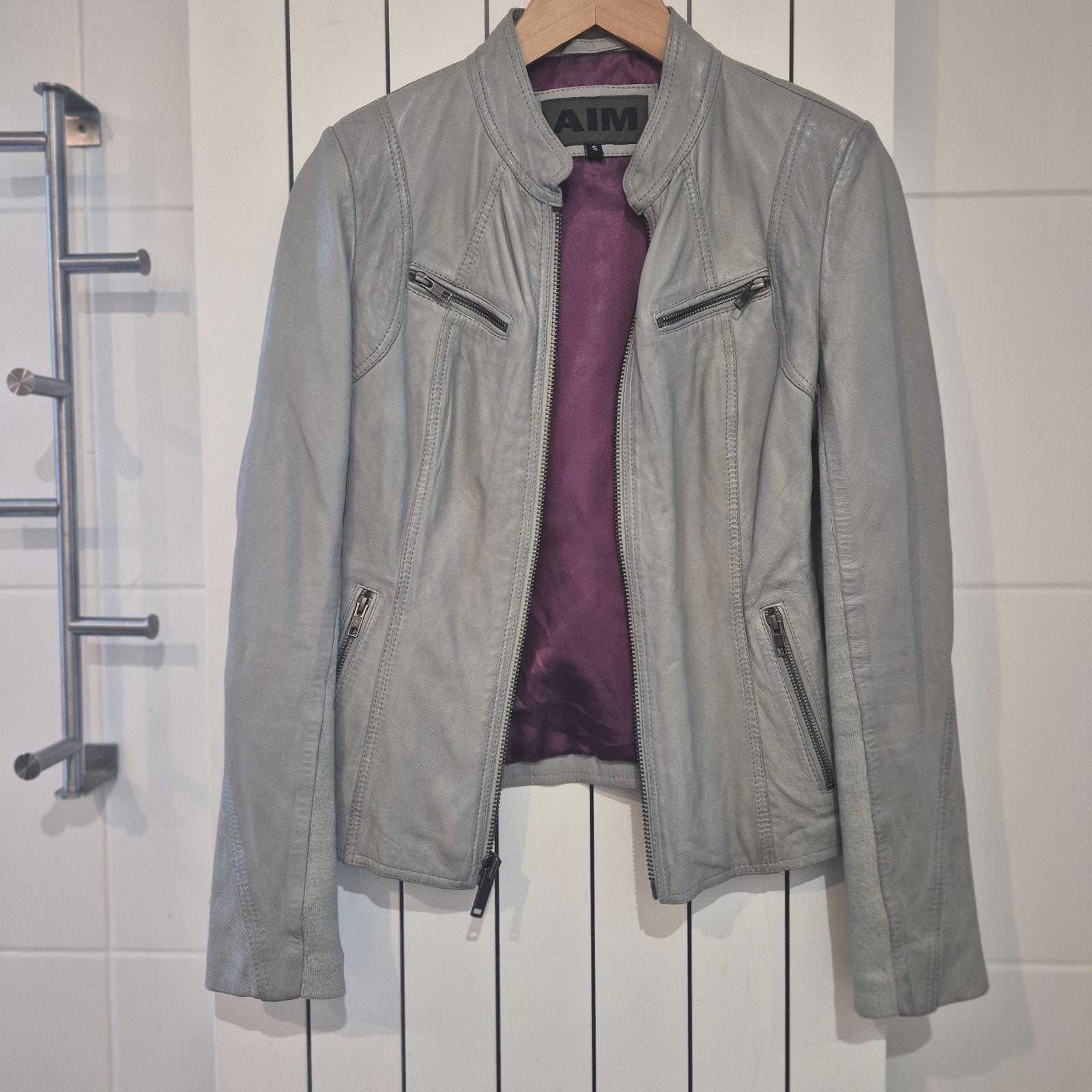 aim leren jasje maat s, Kleding | Dames, Ophalen of Verzenden, Zo goed als nieuw, Maat 38/40 (M), Zwart